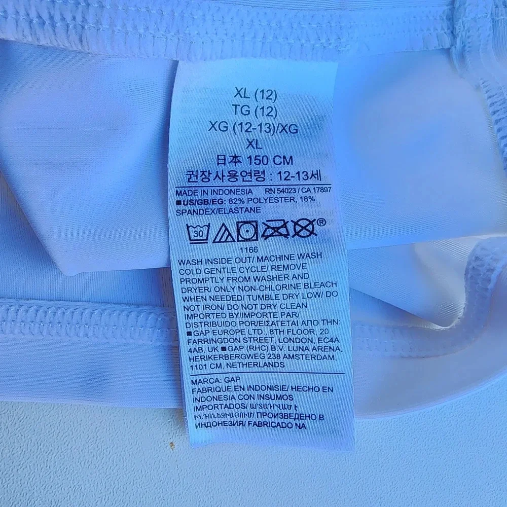 GAP Kids White Green Rush Guard Boy's Long Sleeves Top Shirt Sz XL